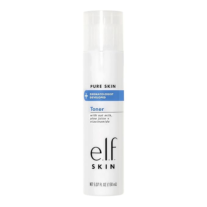 e.l.f. Skin Pure Skin Toner, Gentle, Soothing & Exfoliating Daily Toner for A Smoother-Looking Complexion, Made with Oat Milk, Aloe Juice & Niacinamide