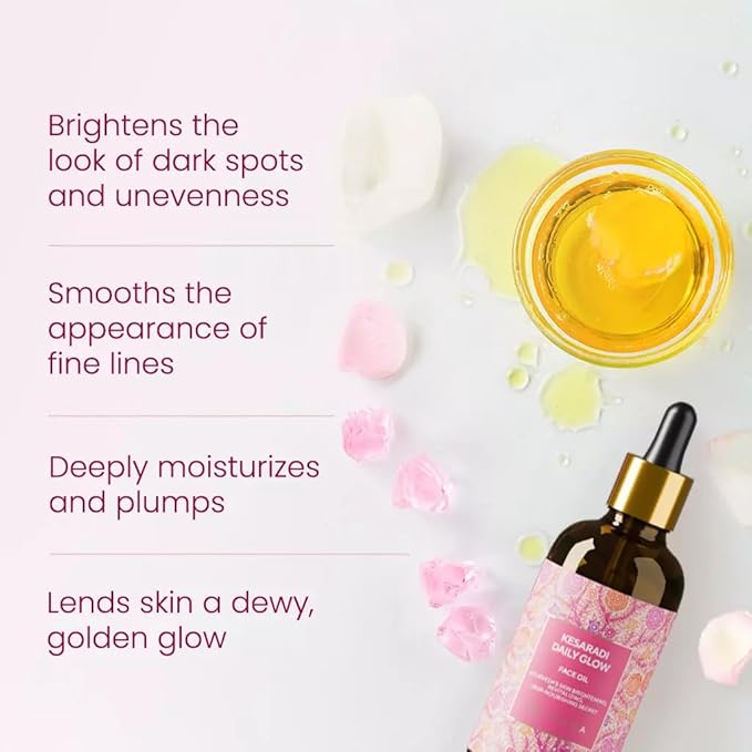 iYURA Kesaradi Face Oil - Rich in Saffron | 100% Natural | For Visibly Brighter Skin - Ayurvedic Face Moisturizer for Dull, Dry, Sensitive Skin; 1.69 fl oz