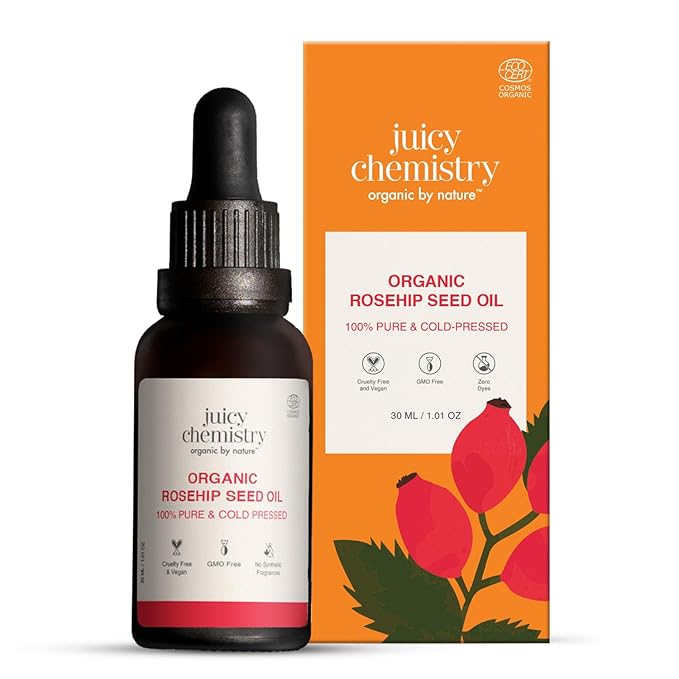 Juicy Chemistry - Certified Organic & 100% Natural Cold Pressed Carrier Oil w/Rosehip Seed Oil for Acne and Pigmentation Control (30ml)