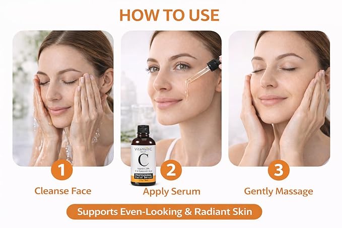 Vitamin C Serum 20% with Hyaluronic Acid - Anti Aging Face Serum, Fine Lines & Wrinkles - Organic Vegan Formula 1 Fl Oz