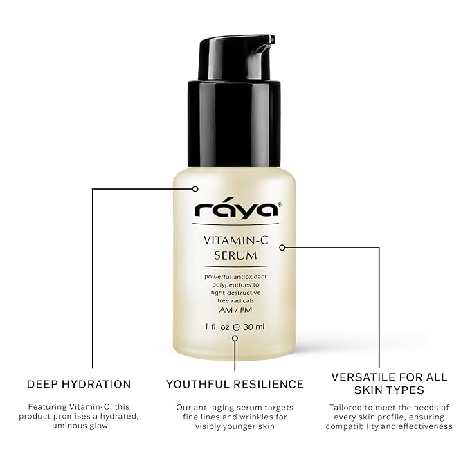 RAYA Advanced Anti-Aging Face Serum | Radiance-Boosting, Lightening Serum for All Skin Types | Vitamin C Skincare for Discoloration Correction & Complexion Improvement