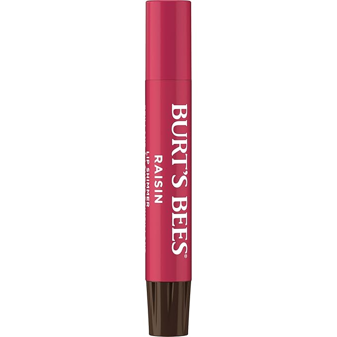 Burt's Bees Lip Shimmer, Raisin, Tinted Lip Balm Stick, Moisturizing for All Day Hydration with Natural Glowy Pigmented Finish & Buildable Color, 1 Count, 0.09 Oz