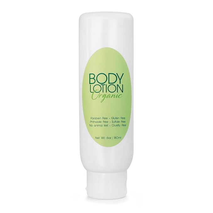 Organic Body Lotion, Naturally Moisturizing 6 oz, Paraben Free, Gluten Free, Cruelty Free, Made in USA