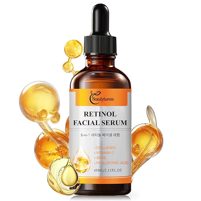Vitamin C Facial Serum with Retinol, Snail Mucin, Collagen & Hyaluronic Acid - Age-Defying & Balancing Essence - Hydrating, Firming & Enhancing Formula - Skin Care for All Skin Types -2 fl.oz