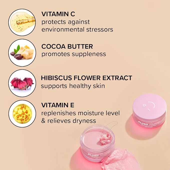 I DEW CARE Overnight Lip Sleeping Mask - Plush Party | Buttery Vitamin C, Lip Glaze, Moisturizing Balm, With Cocoa Butter For Dry Lips, Glass Skin Look, Nourish and Hydrate, Korean Skin, 0.42 Oz