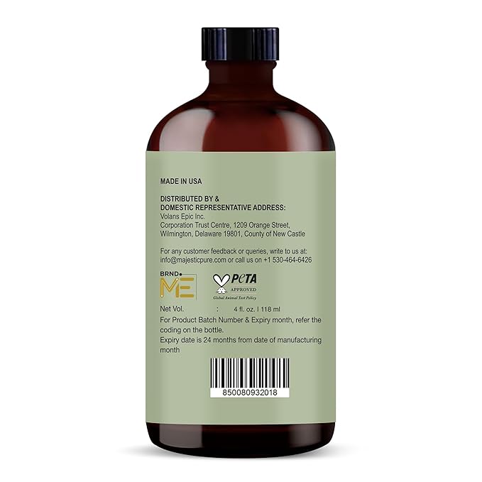 Majestic Pure Organic Jojoba Oil - 100% Pure & Natural - Premium Grade, Cold-Pressed, Hexane-Free Carrier Oil for Skin, Hair and Body - Moisturizing Skin, Hair and Scalp -4 Fl Oz