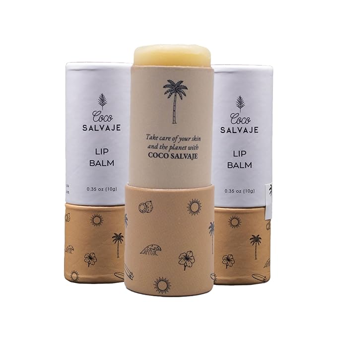 Natural Hydrating Lip Balm | Vegan Lip Care Treatment & Moisturizer for Dry & Cracked Lips with Beeswax & Coconut Oil | Organic Lip Chap Set for Women, Men & Kids | 3 Pack (0.35 oz ea.)