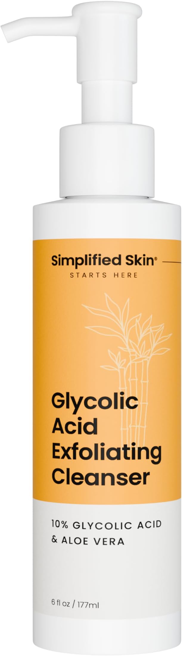 Simplified Skin Glycolic Acid Face Wash for Exfoliating & Anti-Aging - 10% AHA Cleanser to Remove Build Up & Even Tone on Face, Armpits & Body – With Aloe Vera & Sunflower Oil, 6 Fl Oz