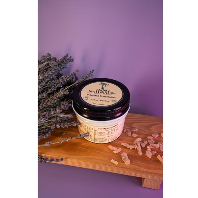 Whipped Body Butter – Lovely Lavender – Floral Scent, Shea & Mango Butter – 100% Natural Moisturizer for Dry Skin – 2.25 oz – Glass Jar