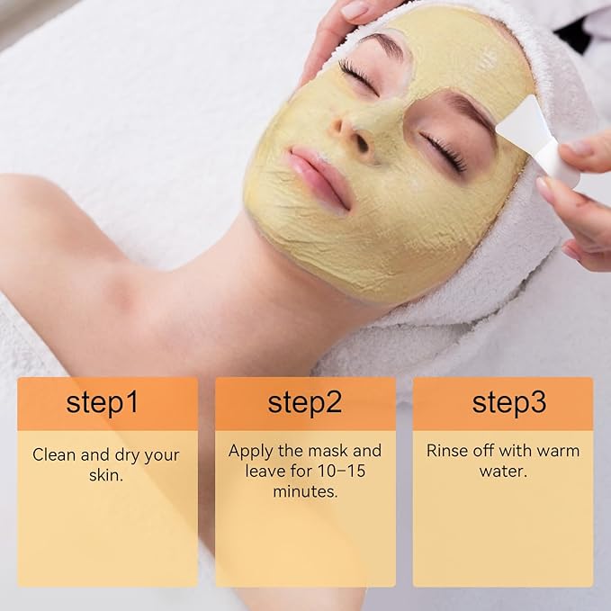TJE Turmeric Face Mask with Vitamin C, Turmeric Vitamin C Clay Mask for Dark Spots, Dull Skin, Cleansing Pores & Blackheads, Moisturizing & Improve Uneven Skin Tone
