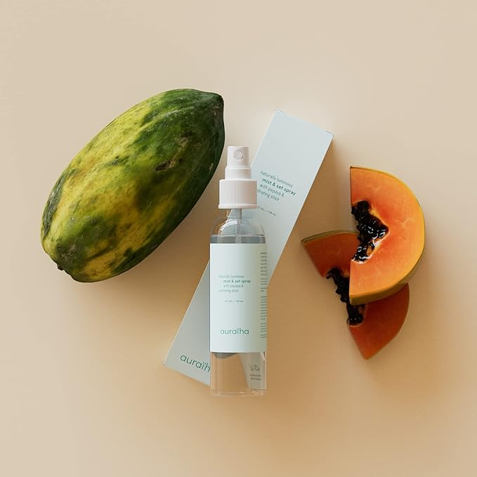 Auraiha Naturally Luminous Mist and Set Spray, Papaya Hydrating Elixir with Witch Hazel & Betaine, Multi-Purpose Mist for Makeup and Skincare