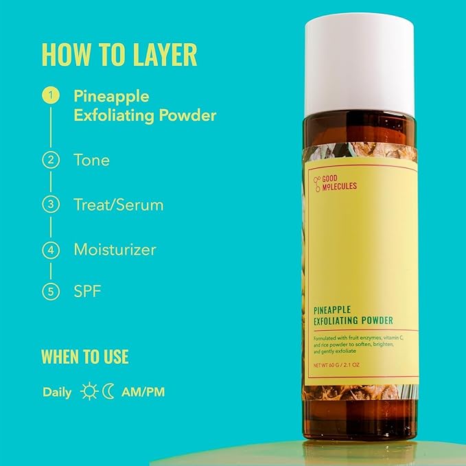 Good Molecules Pineapple Exfoliating Powder - Exfoliating Face Scrub with Natural Enzymes, Gentle Alcohol-Free Facial Cleanser, Skin Care for Face