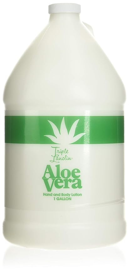 Triple Lanolin Aloe Vera Soothing Lotion (128 Fl Oz) – Professional Bulk Moisturizer for All Skin Types – Deeply Hydrating Aloe & Lanolin Hand and Body Lotion – Non-Greasy & Fast-Absorbing