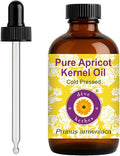 dève herbes Apricot Kernel Oil (Prunus armeniaca) with Glass Dropper | Cold Pressed | Pure | Natural | For Diluting Essential oils | Skin & Massage | Non-Sticky | Lightweight | Unisex | 120ml (4 oz)