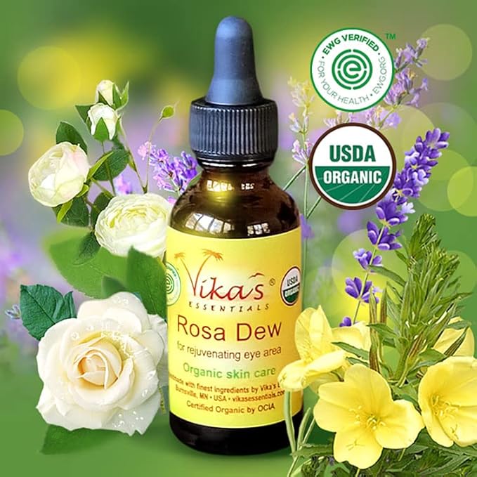 Vika's Essentials Certified Organic EWG Verified Rosa Dew Eye Serum