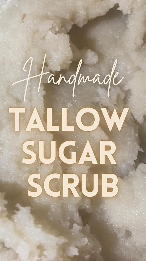 Tallow Pure Sugar Scrub - Scent-Free - Gentle & Revitalizing for All Skin Types - Ideal for Adults & Kids - Enriched with Active Sugar Ingredients for Smoothing Radiant Skin