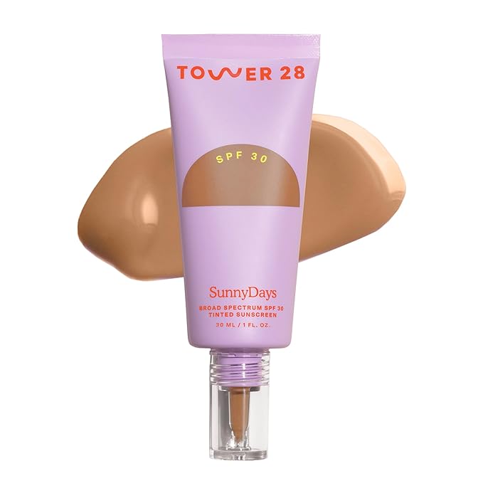 Tower 28 SunnyDays SPF 30 Tinted Moisturizer - 2-in-1 Buildable Coverage Foundation + Mineral Sunscreen for Face - Zinc Oxide, Aloe & Prickly Pear for Sensitive Skin - 35 Medium/Neutral (1 oz)