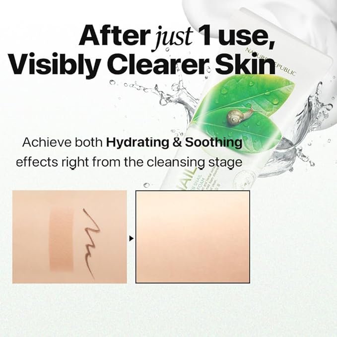 Nature Republic Fresh Herb snail cleansing foam Hydration & Moisturizing daily Makeup Remover, Nighttime Foaming Pore Cleansing aloe face wash,Korean Skin Care for All Skin Types 170ml / 5.74 fl Oz
