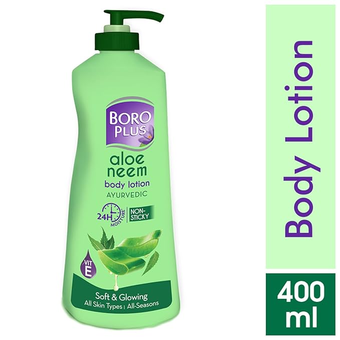 BOROPLUS Aloe Neem Body Lotion | Ultra-Hydrating, Non-Greasy Moisturizer for Very Dry Skin | 24-Hour Deep Nourishment with Aloe Vera & Neem | Fast-Absorbing Body & Hand Lotion | 13.53 Fl Oz (400ml)