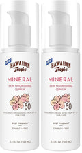 Hawaiian Tropic Skin Nourishing Milk Mineral Sunscreen Lotion SPF 50, 3.4oz | Travel Size Sunscreen Zinc Oxide, Sun Milk, Mineral Sunblock SPF 50, Oxybenzone-Free, 3.4oz (Pack of 2)