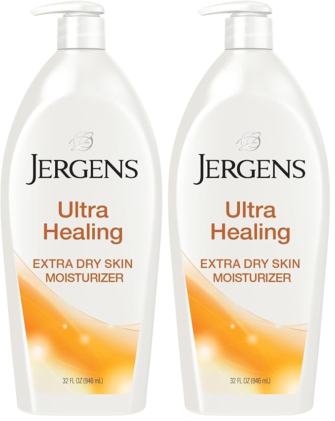 Jergens Ultra Healing Dry Skin Moisturizer, Body and Hand Lotion for Dry Skin, for Quick Absorption into Extra Dry Skin, with HYDRALUCENCE blend, Vitamins C, E, and B5, 32 Ounce (Pack of 2)