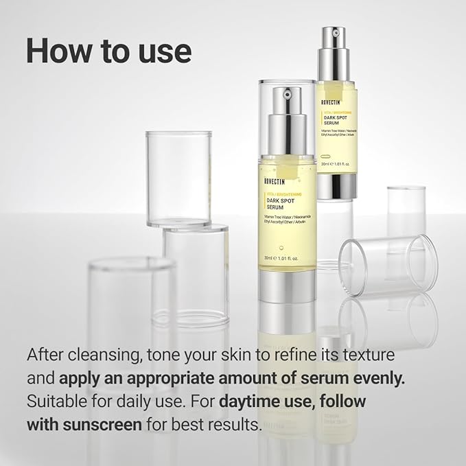 ROVECTIN Vita Dark Spot Correcting Serum – Brightening Vitamin C & Niacinamide Serum for Glowing, Even Skin Tone | Vegan & Gentle Formula for Sensitive Skin | 1.01 Fl Oz (30 ml)
