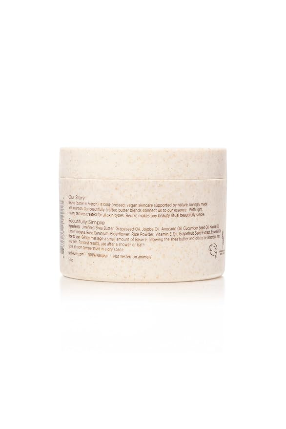 Beurre Shea Butter Body Cream – Whipped Hydrating Body Butter for Smooth, Nourished Skin – Rich Moisturizer with Vanilla – Vegan, Plant-Based, Cruelty Free Skincare