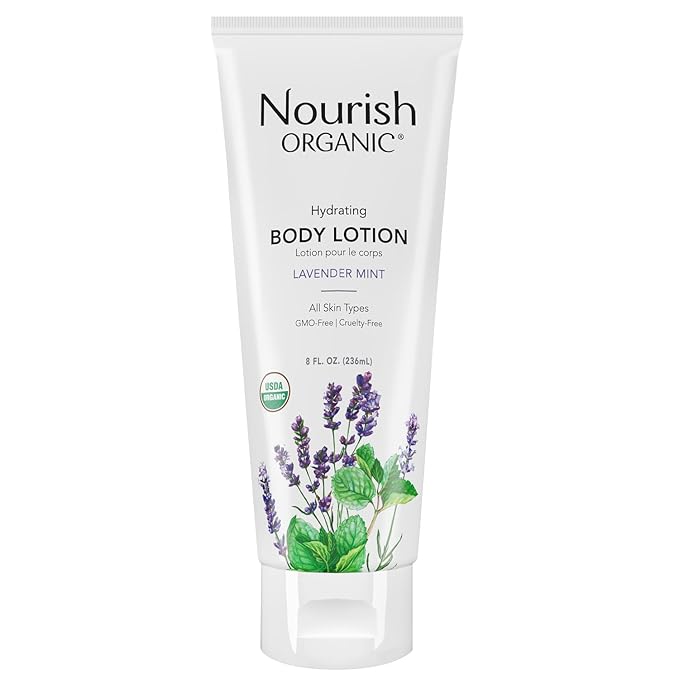 Nourish Organic Hydrating & Smoothing Body Lotion Lavender Mint, 8 Oz, Green