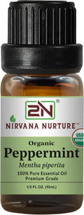 Peppermint Essential Oil, USDA Certified Organic, 100% Pure Undiluted, Aromatherapy Oil for Diffuser, Hair & Skin Care
