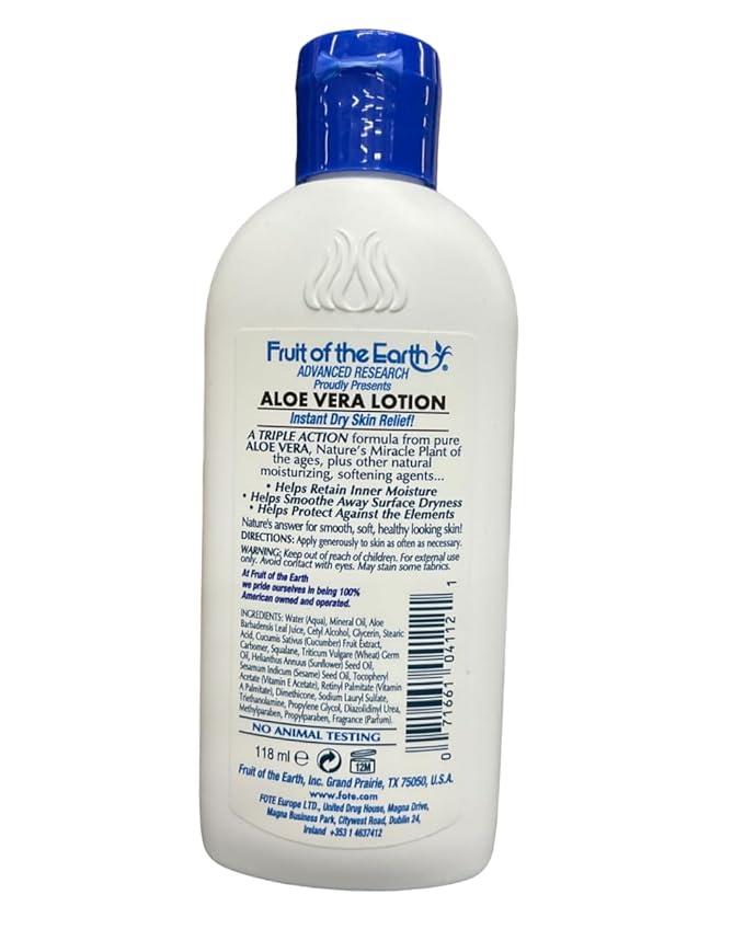 Fruit of The Earth Aloe Vera Lotion, 4 oz. Travel Size (Pack of 9)