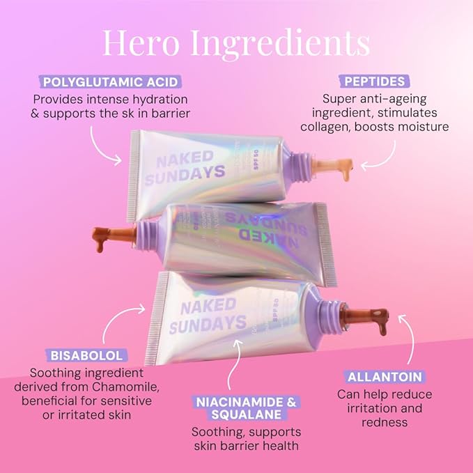 Naked Sundays BeautyScreen Peptide Foundation Tint - SPF 50 Tinted Sunscreen & Skincare Makeup with Zinc Oxide, Niacinamide - Lightweight Natural Coverage, 9.6. Rich Neutral, 1.01 oz