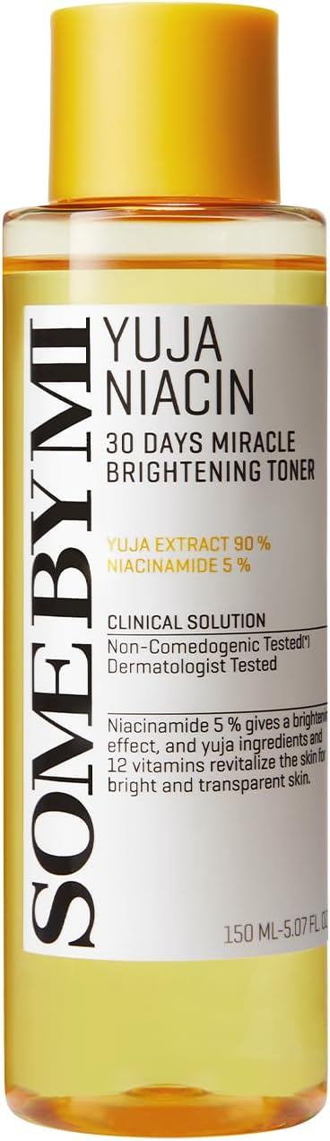 SOME BY MI Yuja Niacin 30 Days Miracle Brightening Toner – 5.07oz, 150ml – Korean 5% Niacinamide Toner for Dull-Looking Skin – Dark Spot Remover for Face with 12 Types of Vitamins – Korean Skin Care