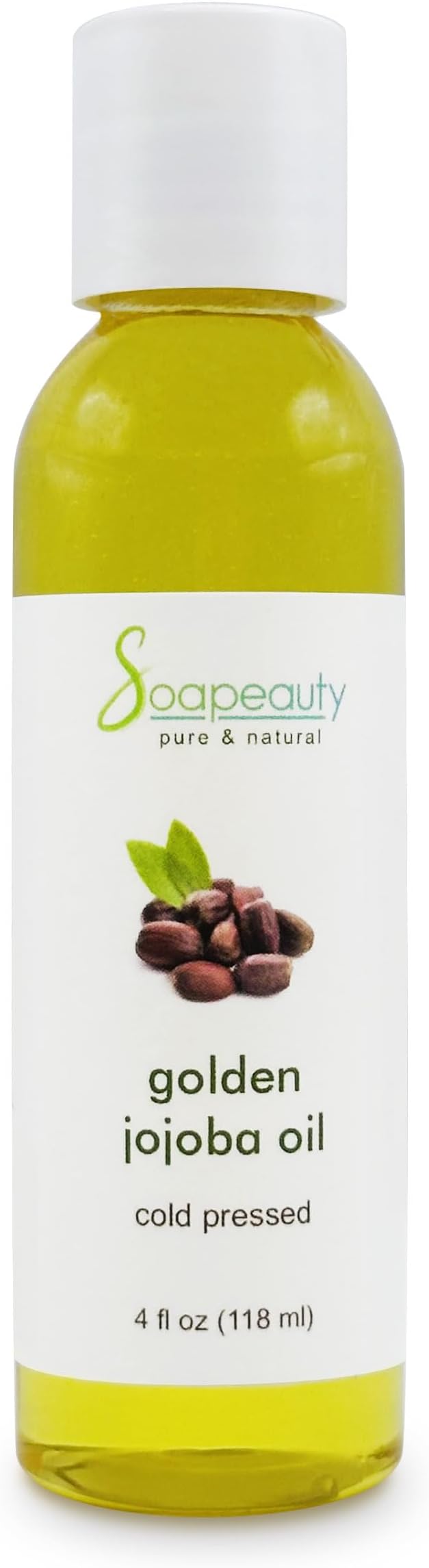 Soapeauty Golden Jojoba Oil | 100% Pure & Natural | Unrefined, Cold Pressed, Hexane Free | Moisturizing Oil for Skin, Face, Hair & Nails - 4 Fl Oz