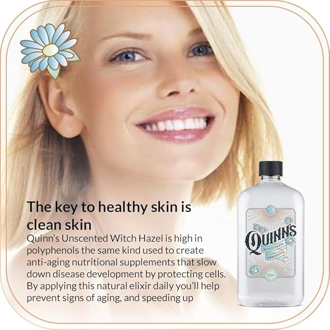 Quinn's Alcohol Free Unscented Witch Hazel with Aloe Vera 16oz & Quinn’s Alcohol Free Lavender Water-Natural Pillow Spray and Facial Body Mist 8oz