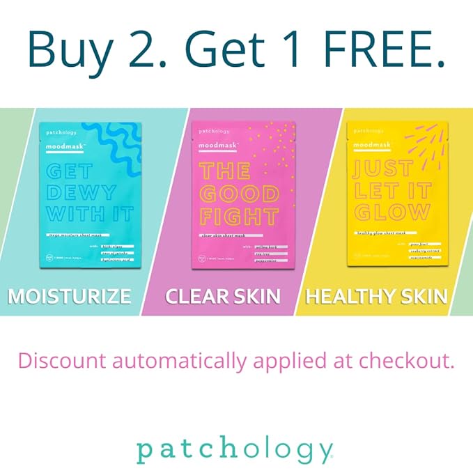 Patchology Moodmask Just Let It Glow Face Sheet Mask for Women & Men - Hydrating Facial Sheet Mask for Scarring, Clear & Healthy Skin w/Pear Fruit, Seaberry Extract & Niacinamide - Vegan (1 Count)