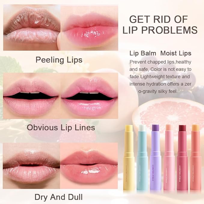 Nourishing Lip Balm for Dry & Chapped Lips, Ideal Lipstick Primer for Women, Deep Moisturization Chapstick, Vegan Tinted Lip Balm, Hydrating, Fall Winter Lip Care, 5#+6#