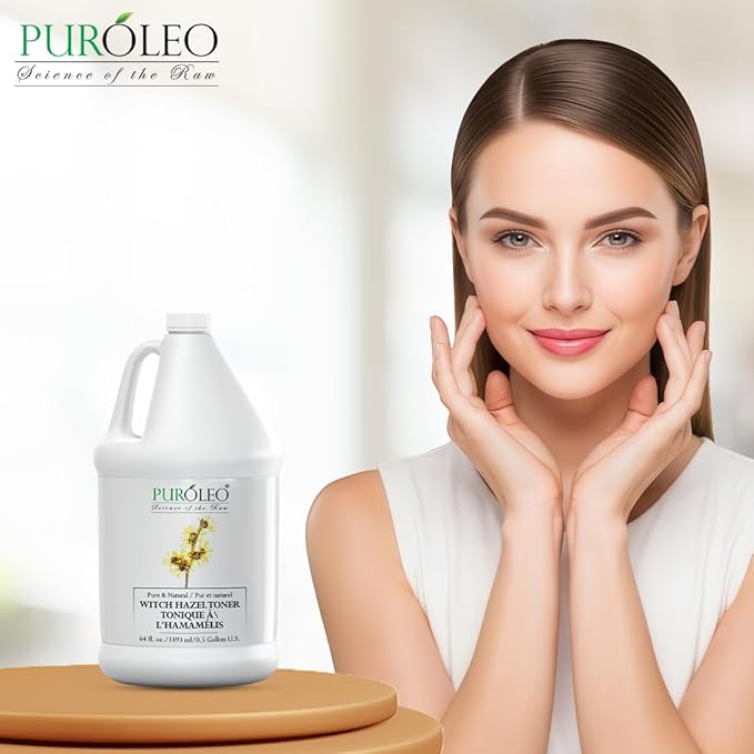 PUROLEO Witch Hazel Toner 64 Fl Oz/1900 ML (Packed in Canada) Refresh and Revitalize Your Skin with | Premium Bottle | Luxury Skin Care Toner | Facial Toner for Postpartum & Skincare