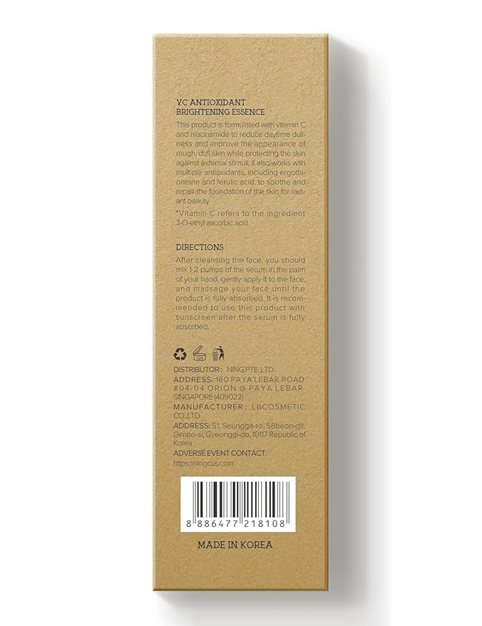 NING DERMOLOGIE Vitamin C Serum with Niacinamide & Ethyl Ascorbic Acid: Brightening, Moisturizing Face Serum for Dark Spots | Hyperpigmentation & Anti-Aging Treatment | Korean Synergy Formula 1.01oz