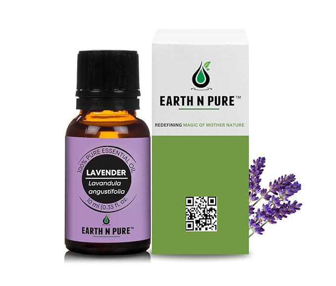 Earth N Pure Lavender Essential Oil Steam Distilled, Natural and Therapeutic Grade for Skin, Hair, DIY and Aromatherapy | 10 ml