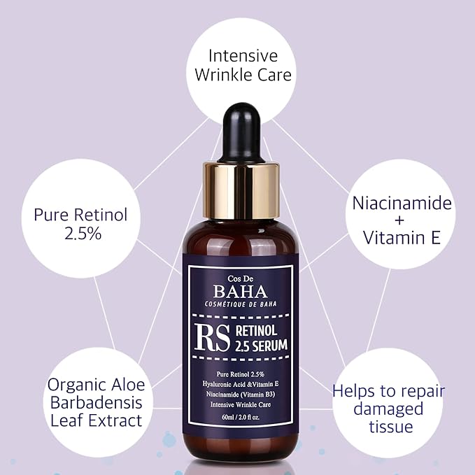 Retinol 2.5% Solution Facial Serum with Vitamin E - Facial, Age Spot Remover, High Strength Solution for Face without a Prescription, 2 Fl Oz (60ml)