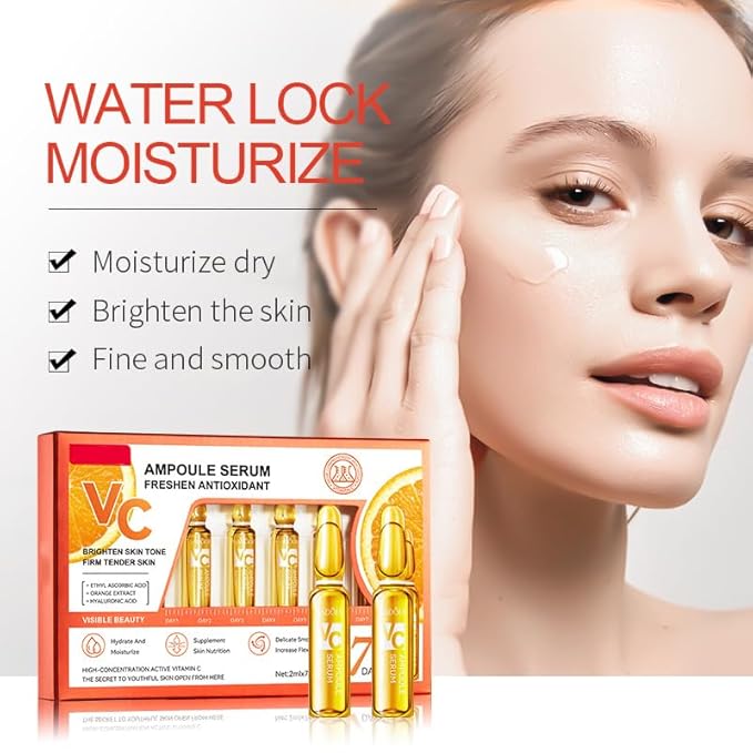 Vitamin C 23% Face Serum – Brightening, Firming, Hydrating, Dark Spot Correction & Anti-Aging Stem Cell Serum | With Hyaluronic Acid, Niacinamide & Glycolic Acid | 21 Ampoules for Glowing Skin
