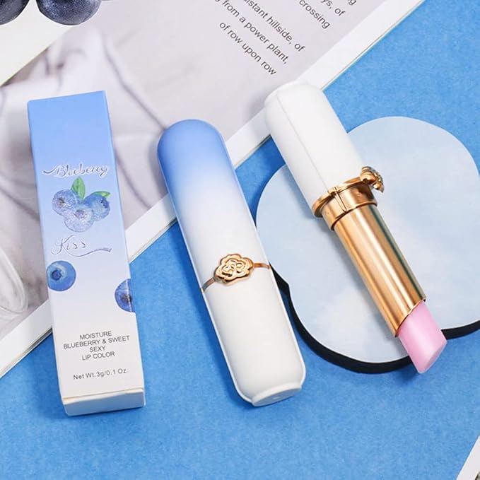 BINGBRUSH 2 Pcs Blueberry Color Changing Lipstick Queen,PH Mood Long Lasting Labiales Lip Gloss Lip Balm Tinted Magic Lip Stain Makeup Lipstick Set for Women
