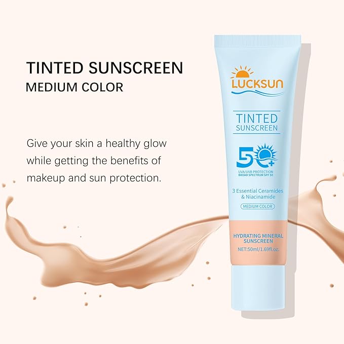 Tinted Mineral Sunscreen SPF 50-2-in-1 Makeup & Sunscreen for Natural Glow, Broad Spectrum Protection + Skincare Benefits All Skin Types (#003, 1.69 Fl Oz (Pack of 1))