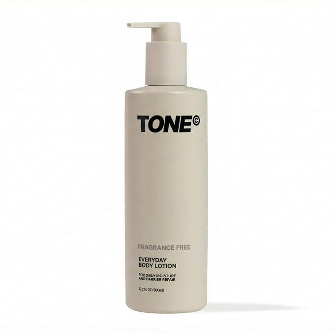 TONE Everyday Body Lotion, 12.2 Oz, Fragrance Free, Fast Absorbing & Hydrating Body Lotion for All Skin Types Made with Shea Butter and Vitamin E for Soft Skin, Paraben-Free