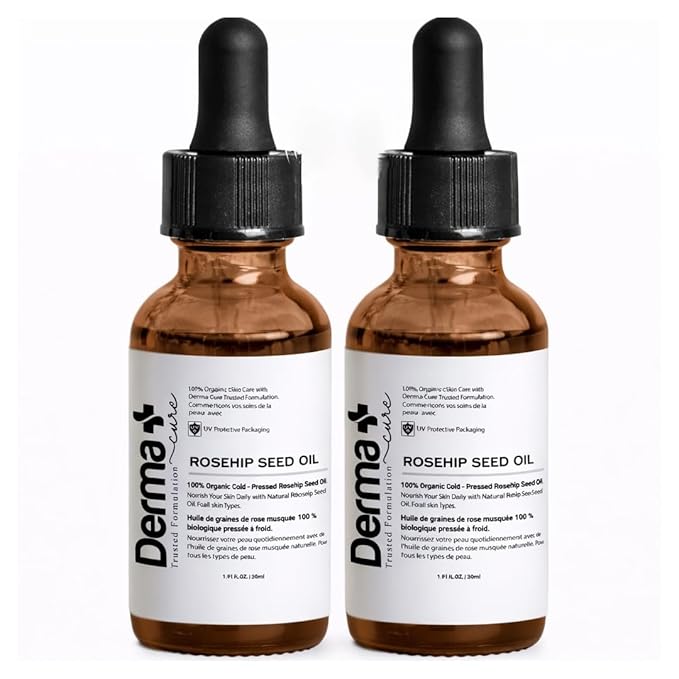 Rosehip Seed Oil, 100% Organic Cold-Pressed, All Skin Types, 1 Fl Oz, 2 Pack