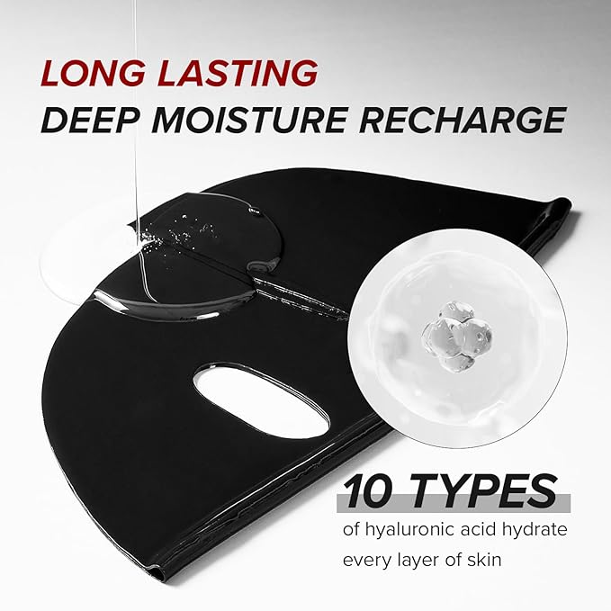 Mary&May Vegan Collagen Charcoal PDRN Mask - Face Sheet Hydrogel Mask - Low Molecular Collagen, 8 Hyaluronic Acid, Niacinamide - Purifying, Hydrating Korean Skincare for Dull & Oily Skin, 4 Sheets
