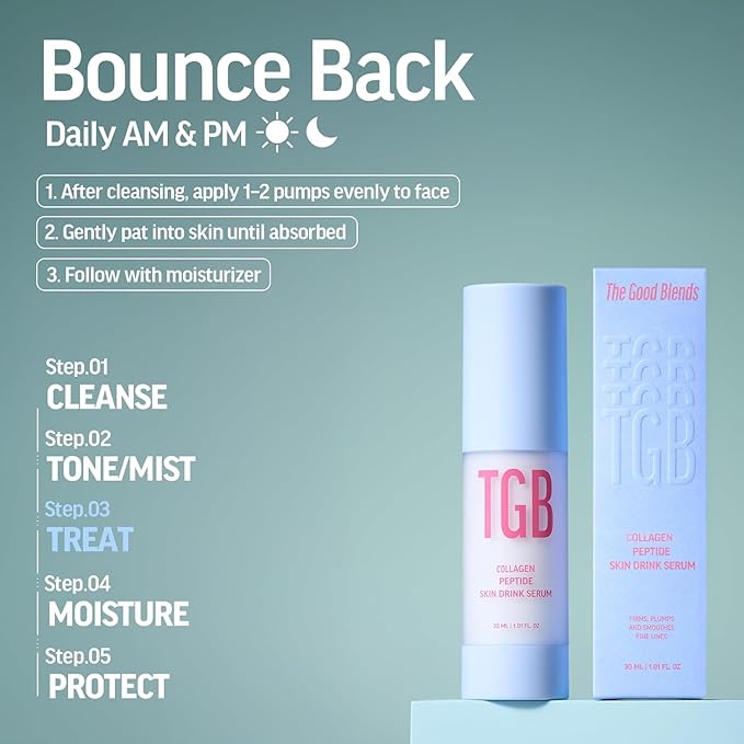 Collagen-Boosting Peptide Skin Drink Serum 1.01 fl oz | Korean Face Serum with Penta Peptides & Hyaluronic Acid | Hydrating, Plumping & Firming
