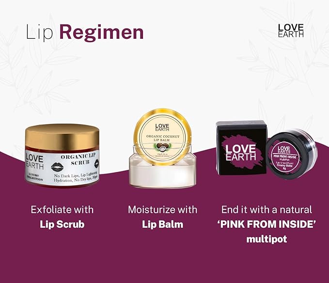 Love Earth Lip Tint & Cheek Tint Multipot - Pink From Inside With Richness Of Essential Oils & Vitamin E For Lips, Eyelids And Cheeks, Creamy Matte - Purple