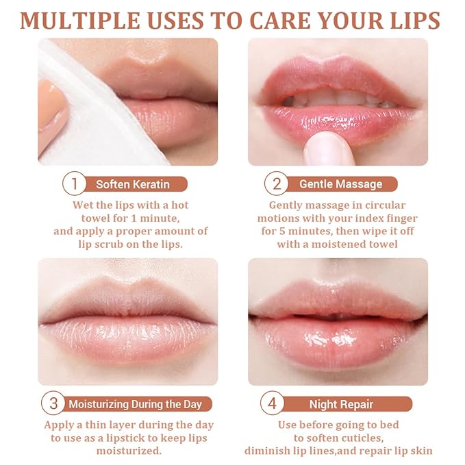 Strawberry & Honey Lip Balm, Vitamin E Lip Masks & Moisturizing/Hydrating Propolis Lip Sleeping Mask With Brush, Nourish And Repair Lip Skin Winter Lip Care Products (Honey)