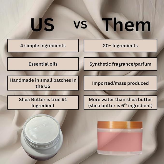 Shea Body Butter for Dry skin, Lightweight, Long lasting, Hint of Cinnamon, Deeply Moisturizing, restore dry skin with 4 All Natural ingredients, Nontoxic, Winter skincare